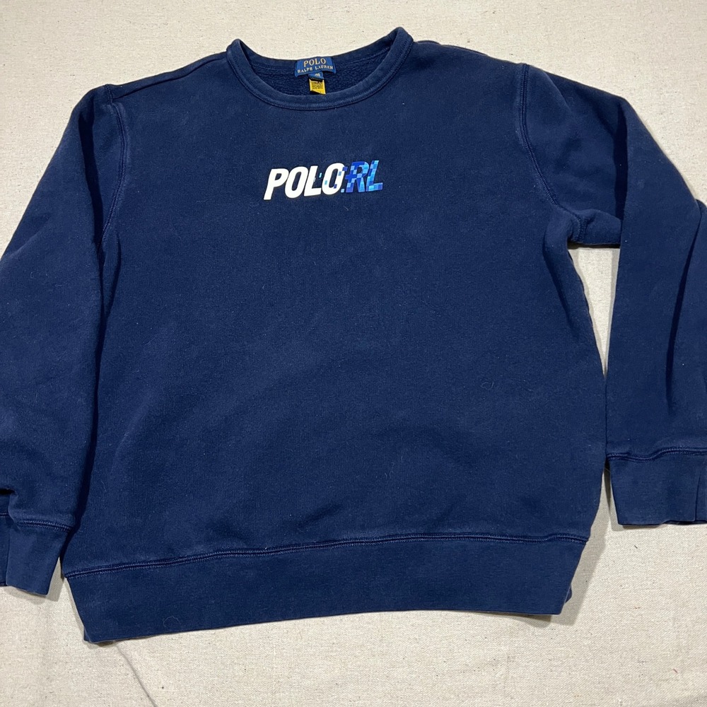 Polo Ralph Lauren‎ Kids Navy Blue Graphic Logo Sweatshirt Size XL TG 18 20 - Picture 2 of 7